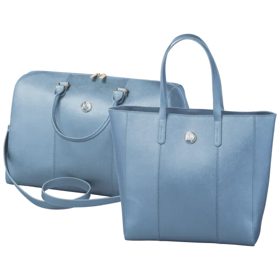 Joy Mangano Metallic Leather Weekender + Tote Combo