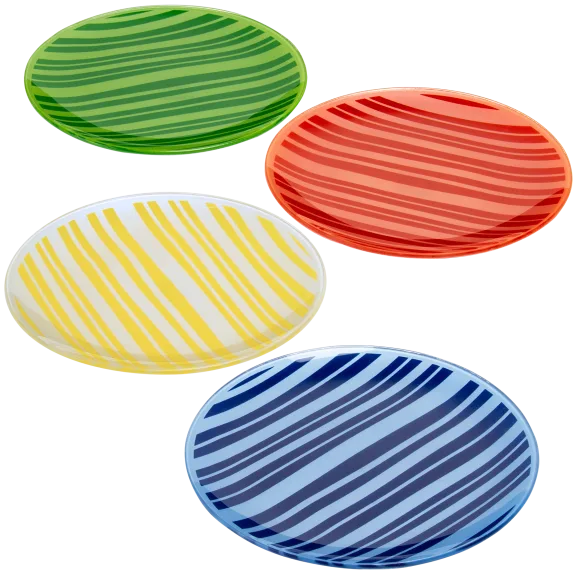 Temp-Tations 4-Piece Striped Glass Dessert Plates (8")