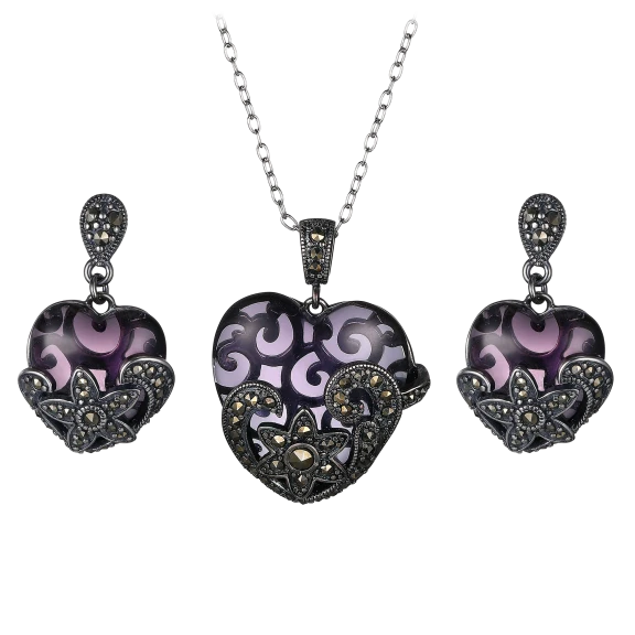 Morgan & Paige Art Deco Heart Earring & Necklace Set
