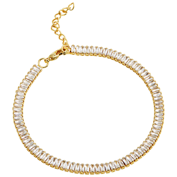 Savvy Cie Jewels Gold Straight Baguette Flexible Bracelet