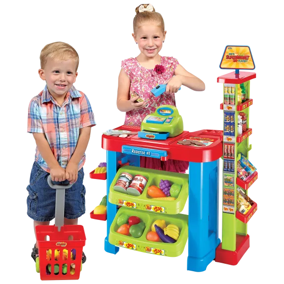 47-Piece World Tech Toys Super Market Cash Register & Scanner Playset