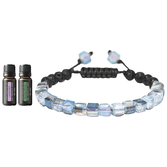 Aesthetics Naturals Lava Stone Glass Diffuser Bracelet with 2 Essential Oils