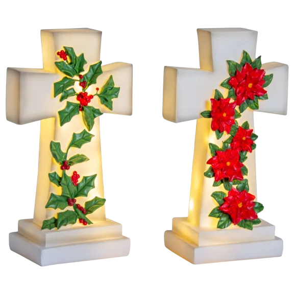 Winter Lane 12" Illuminated Holiday Cross with 6-Hour Timer