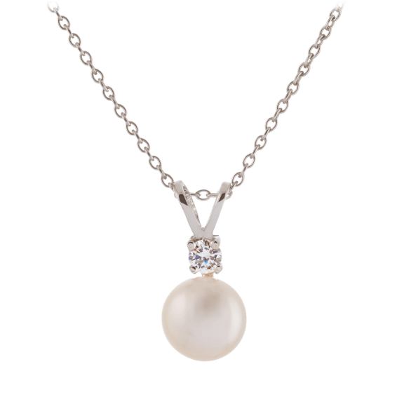 White Freshwater Pearl CZ Accented Pendant
