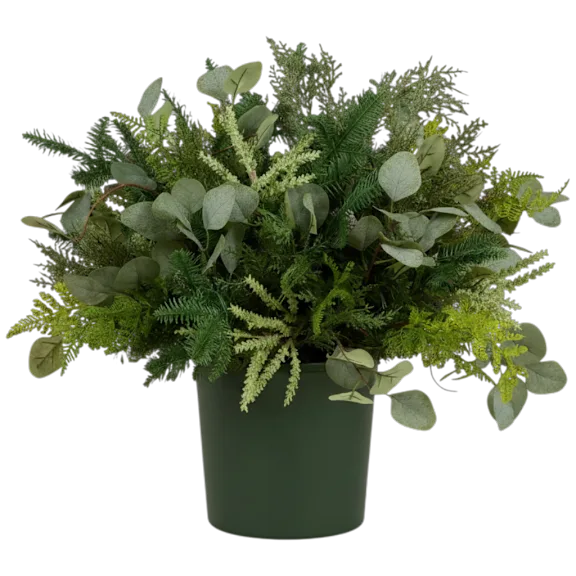 The Pre-Lit Winter Greenery Urn With Pinecones
