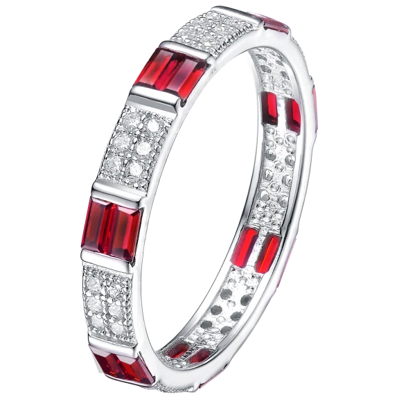 RelavenO Stunning Ruby Red Sterling Silver Band Ring