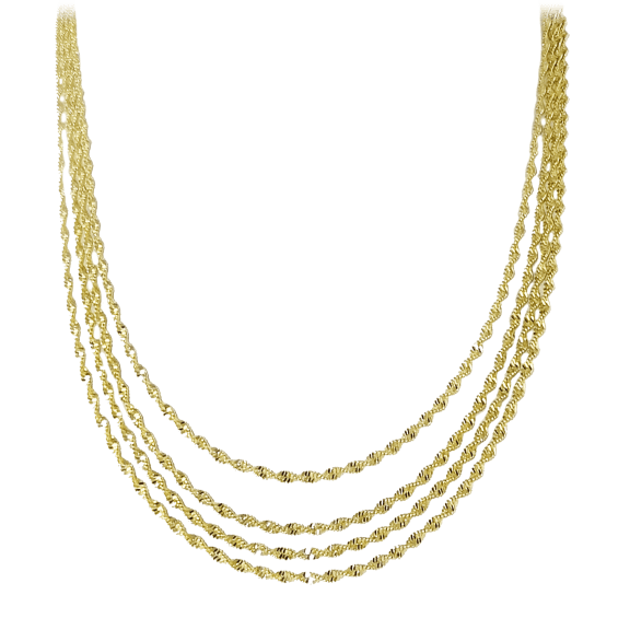Savvy Cie 18K Gold Triple Strand Diamond Cut Rope Necklace