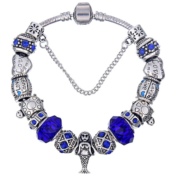 Tamborat Murano Glass Inspirational Quotes Charm Bracelet