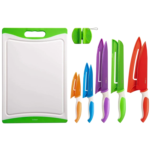 EatNeat 12-Piece Knife Sets with Cutting Board and Knife Sharpener