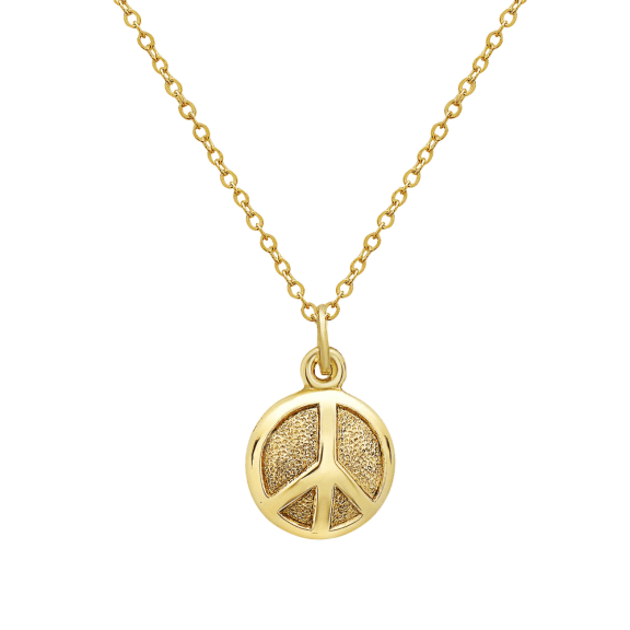 14K Gold Peace Charm Necklace