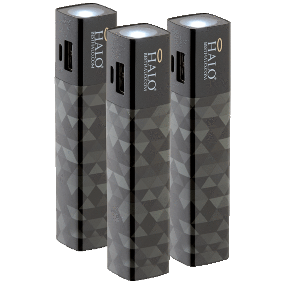 3-Pack: Halo Shine 3,000mAh 2-in-1 Flashlight Power Bank - Black or Black Geo