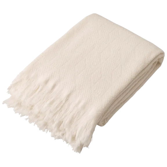 Glitzhome White Geometry Cotton Woven Throw