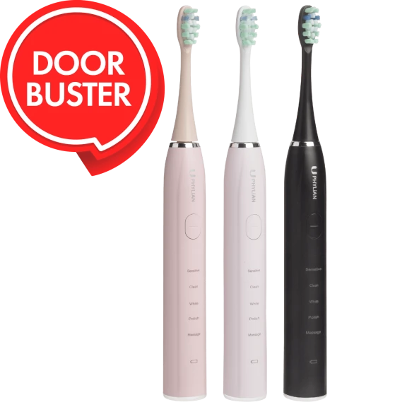 Phylian 6015 Sonic Electric Toothbrush with 8 Brush Heads & Travel Case