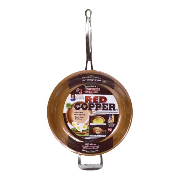 Red Copper 12" Pan with Helper Handle
