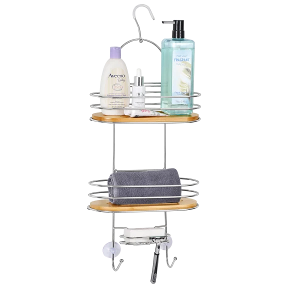 ToiletTree Products Bamboo and Stainless Steel Collapsible Hanging Caddy