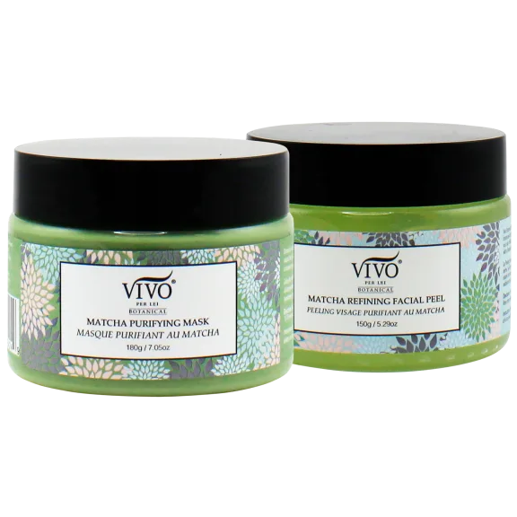 Vivo Per Lei Botanical Matcha Refining Facial Peel and Purifying Mask Set