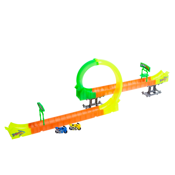 Super Toys 37-Piece High-Speed Triple Loop Tower Challenge Motorcycle Track