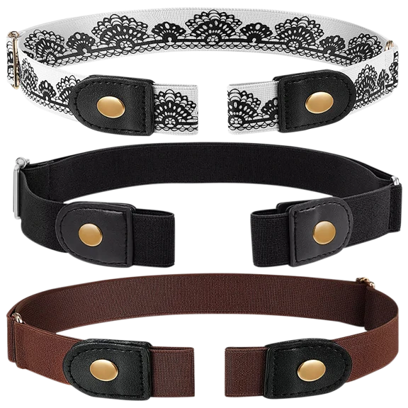 3-Pack: Buckle-Free Adjustable Stretch Belts