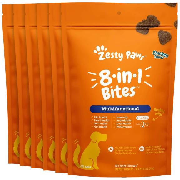 6-Pack: Zesty Paws 8 in 1 Multi Bites (360 Soft Chews)