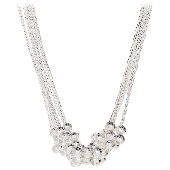 Hollywood Sensation Silver Beaded Necklace