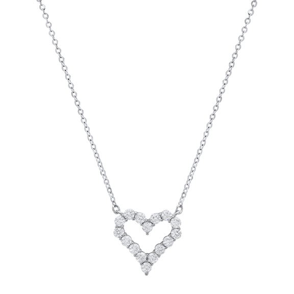 Saffron 0.5 Carat TW Moissanite Open Heart Pendant Sterling Silver Necklace