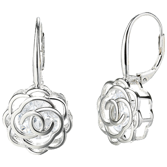 Rose And Lilly 14K Gold Plated Caged Crystal Rose Lever Back Earrings