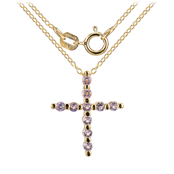 Morgan & Paige 14K Gold Cross Pendant with Brazilian Amethyst