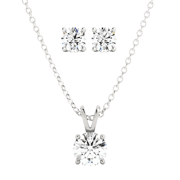 Voss+Agin 3 Carat TW Moissanite Stud Earrings & Necklace Set