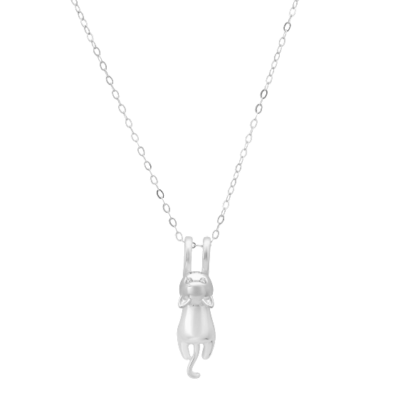 Kylie Harper Sterling Silver Dangling Kitty Cat Pendant Necklace
