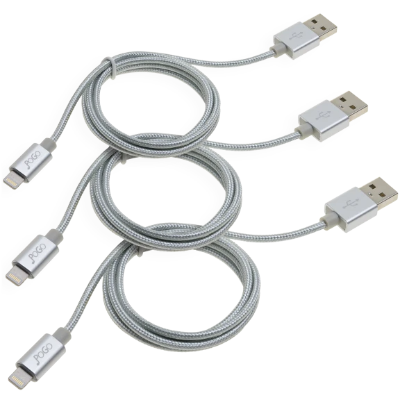 3-Pack: Pogo Nylon Braided Sync And Charge USB-A Cable