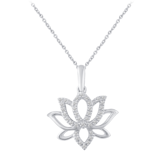 Fifth and Fine 1/10 Carat TW Diamond Open Lotus Flower Pendant