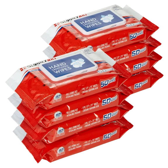 8-Pack: Supply Aid Antibacterial Hand & Multi-Surface Sanitizing Wipes