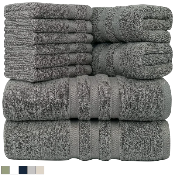 Zofty 10-Piece Cotton Bath Towel Set