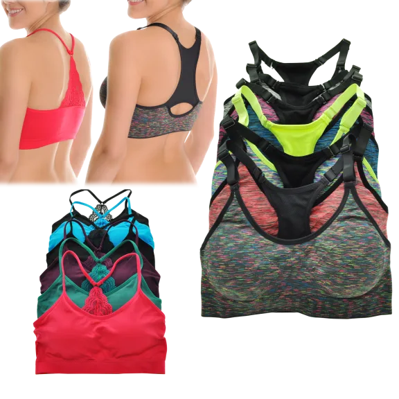 6-Pack: Angelina Seamless Sports Bras