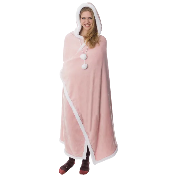Kensie Gigi Solid Blush Reversible Hooded Throw 51" x 71"