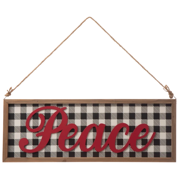 Glitzhome 24"L Wooden Double-signed Peace & Believe Wall Decor