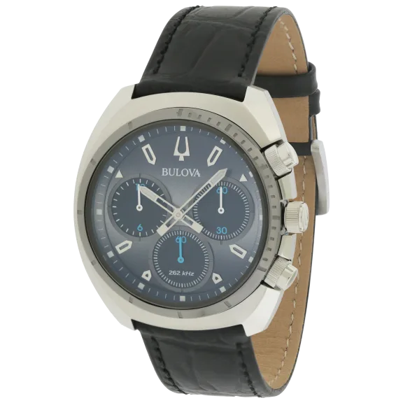 Bulova Quartz Men's Chronograph Watch in Black Leather