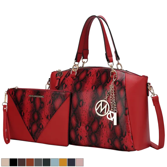 MKF Collection Addison Snake Embossed Tote Bag with Matching Wristlet by Mia K