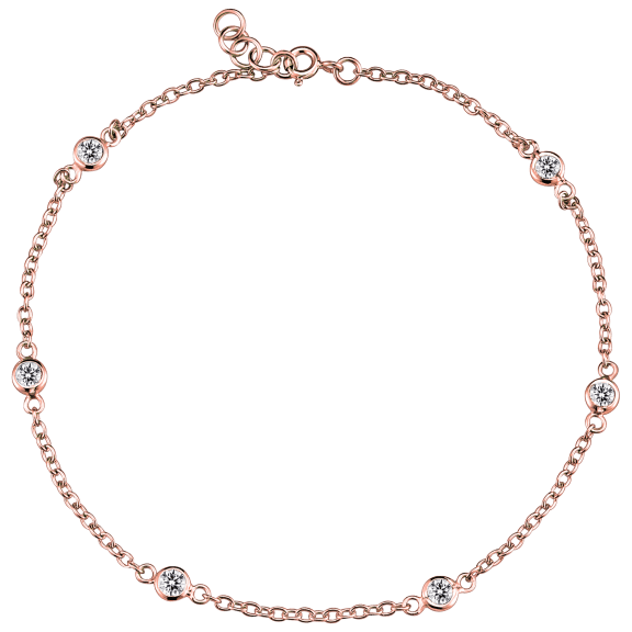 Megan Walford CZ Diamond by the Yard 9" Anklet in 18K Rose Gold Plated
