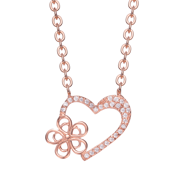 Dainty Heart & Flower Necklace