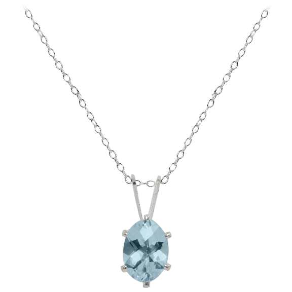 Savvy Cie Sterling Silver Aquamarine Solitaire Pendant