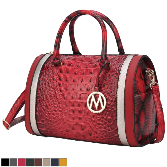 MKF Collection Eleanor Faux Crocodile-Embossed Vegan Leather Satchel by Mia K