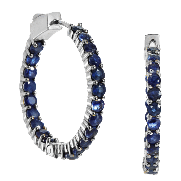 Savvy Cie 18K Inside Out Hoops with Precious Stones