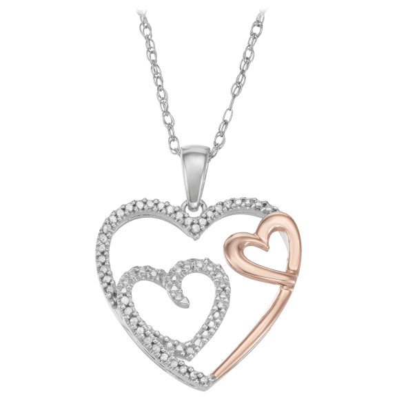 Diamond Muse 2-Tone Silver Heart Pendant with Diamond Accents