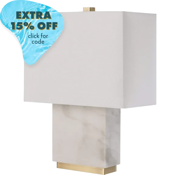 Rivet 17" Mid-Century Modern Rectangular Solid Marble Table Lamp
