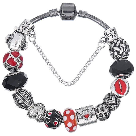 Tamborat Murano Glass Love Charm Bracelet