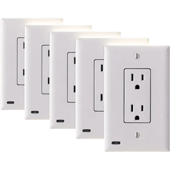 5-Pack: Hakol Outlet Cover with Built-In LED Top/Bottom Night Light