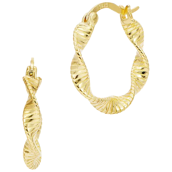 Savvy Cie Italian Design 18K Gold Sterling Silver Twist Hoop Earrings