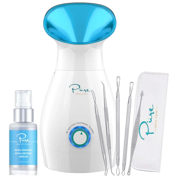 Pure Daily Care NanoSteamer with 5-Piece Skin Kit & High Energy Hyaluronic Serum