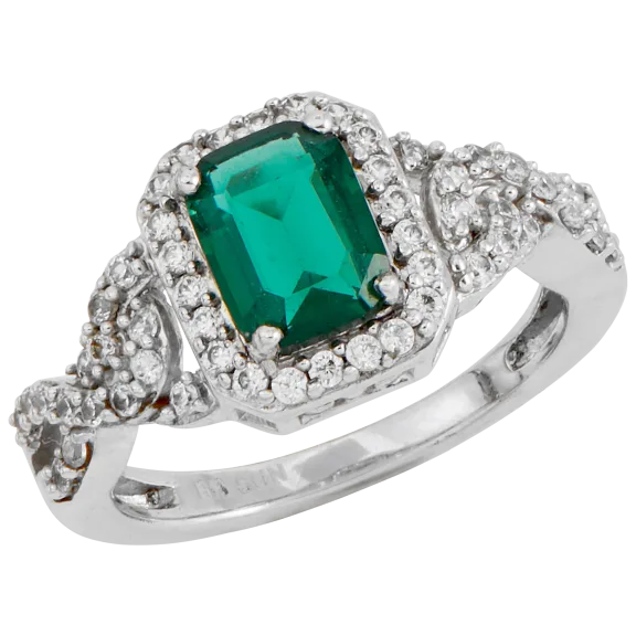 Savvy Cie 18K Rhodium Plated Emerald Ring (7)